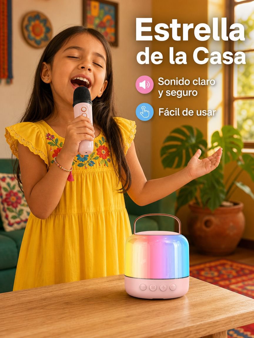 Altavoz portátil con micrófono integrado para karaoke infantil y al aire libre