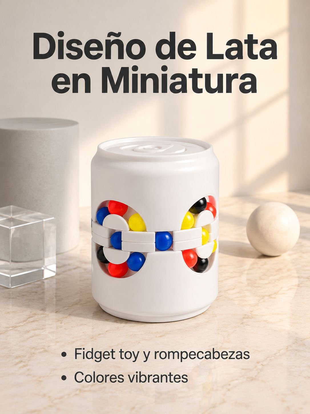 Juguete trompo de bola para dedos en lata