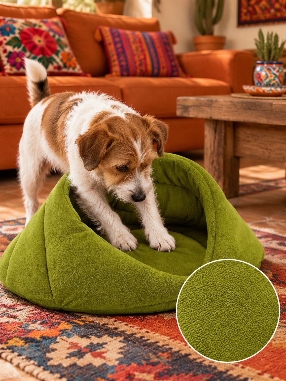 Vista superior de cama para perros y gatos tipo abrazo