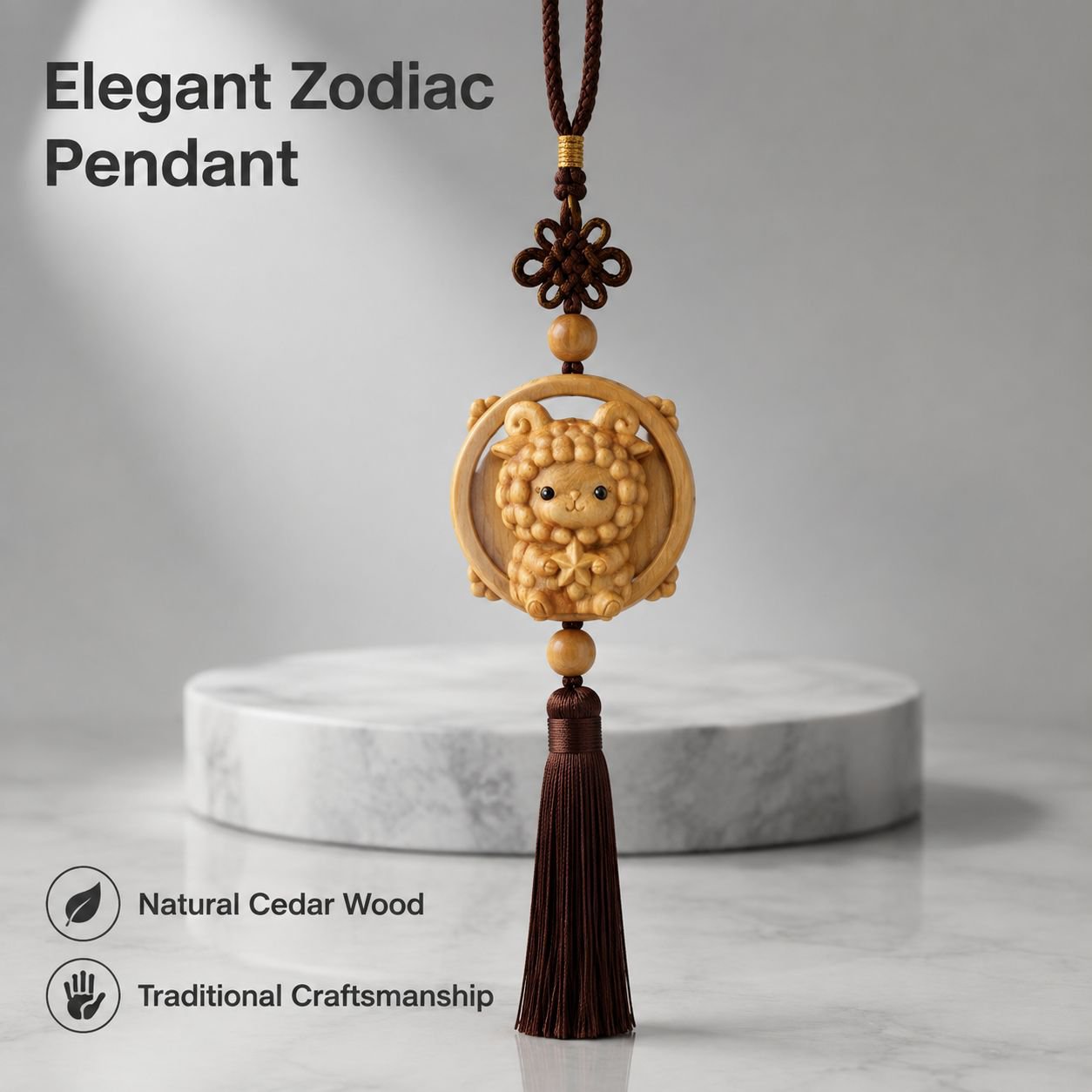 12 Zodiac Signs Cedar Wood Car Carving Decoration