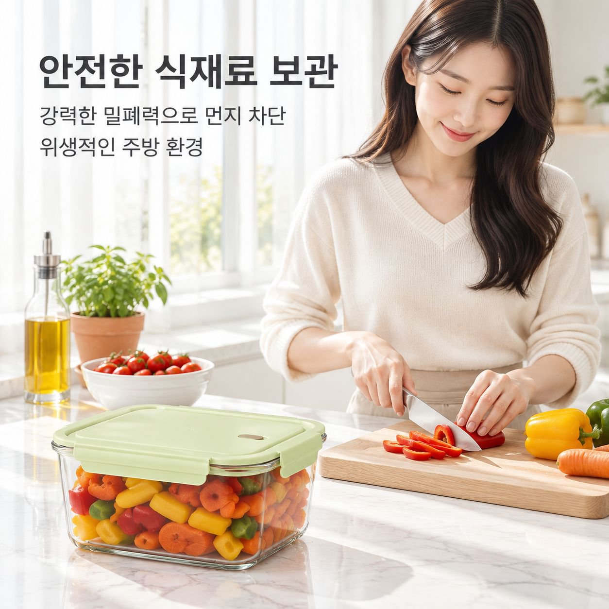 피클·절임 채소용 대용량 밀폐 보관 용기 (뚜껑 포함)