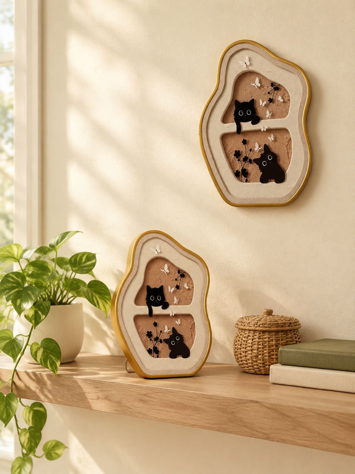 Decoración minimalista con cuadro crema