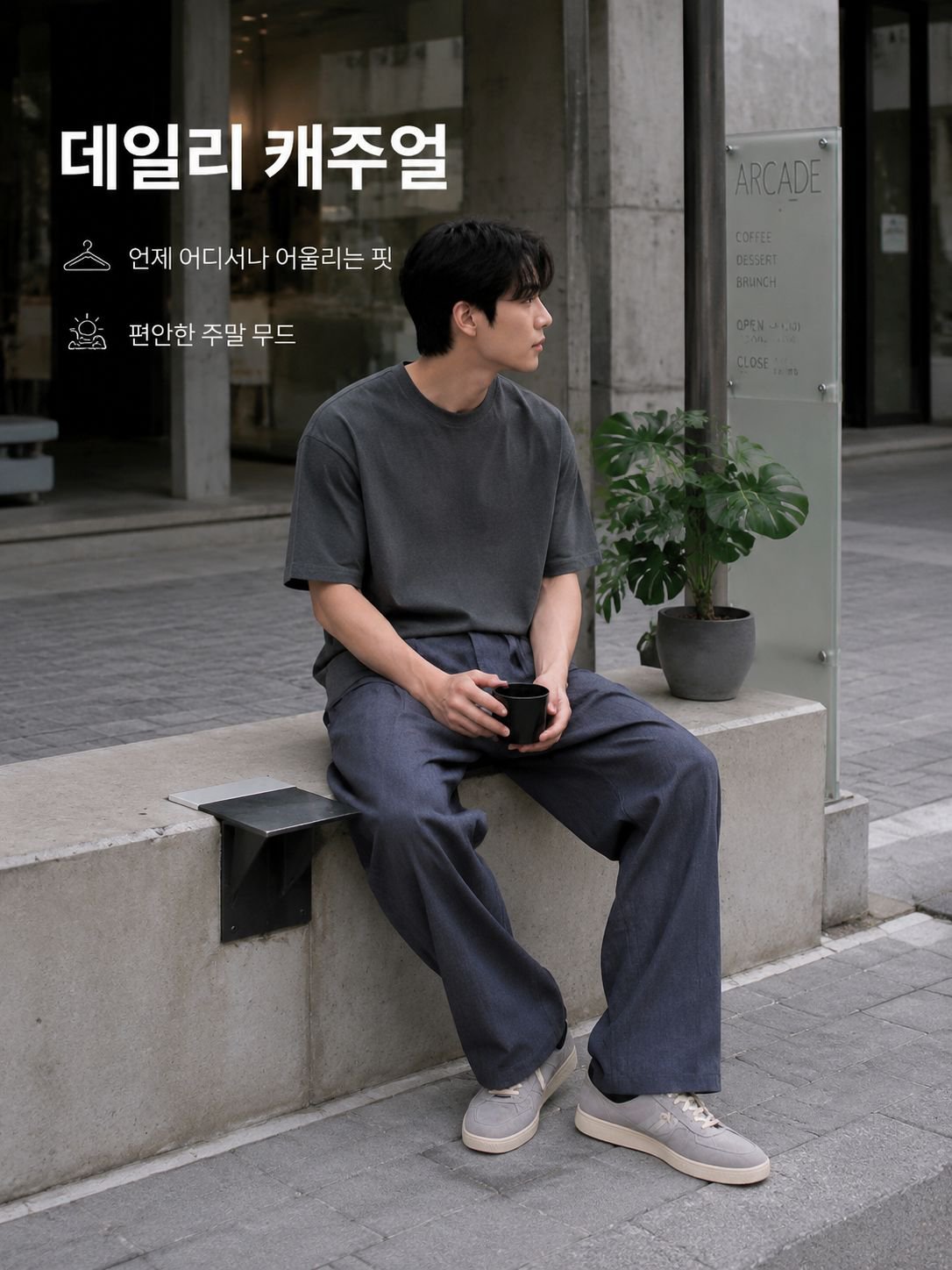 남성 린넨 스트레이트 캐주얼 팬츠