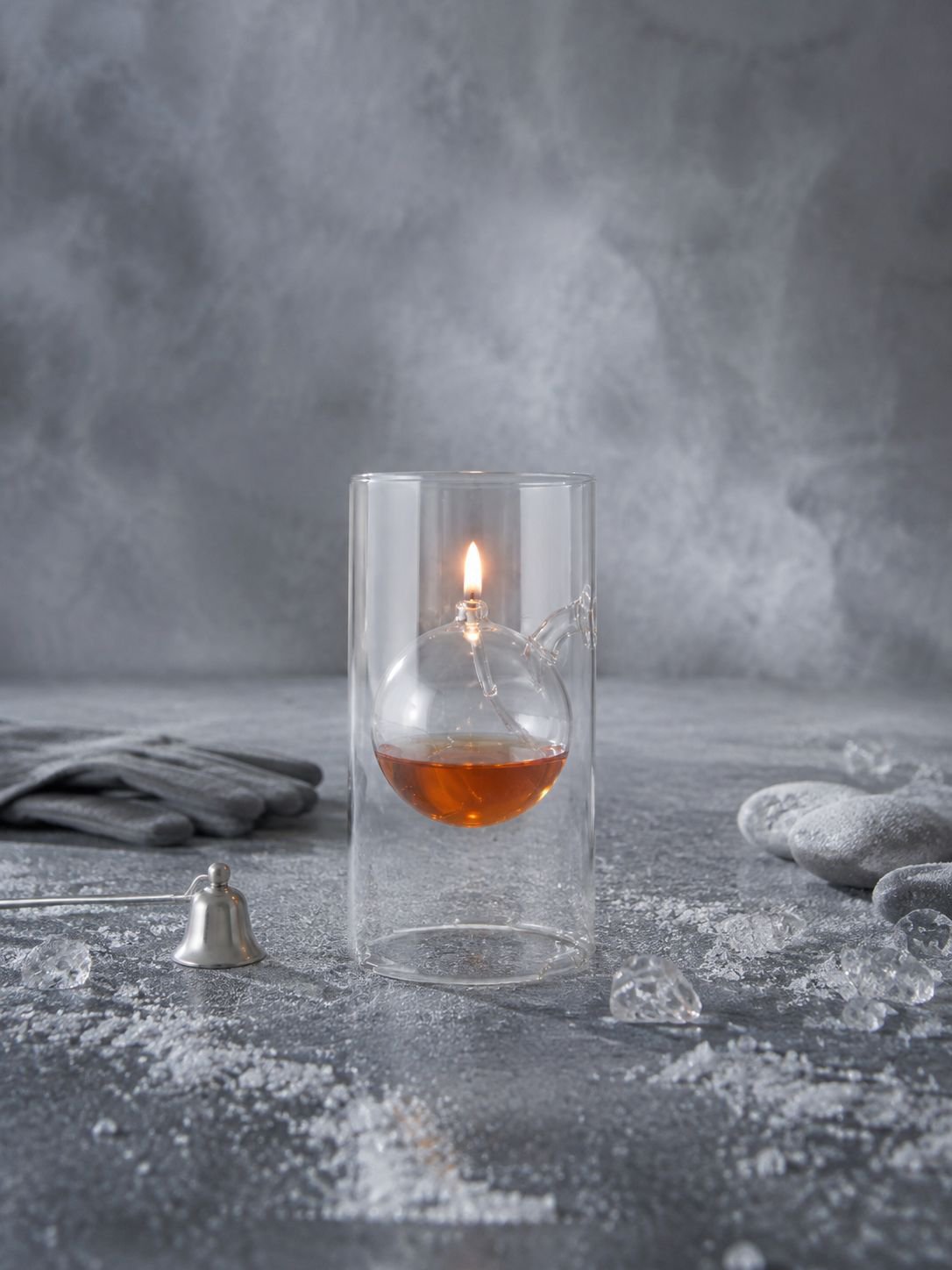 Romantic banquet table setup with creative glass oil lamps
