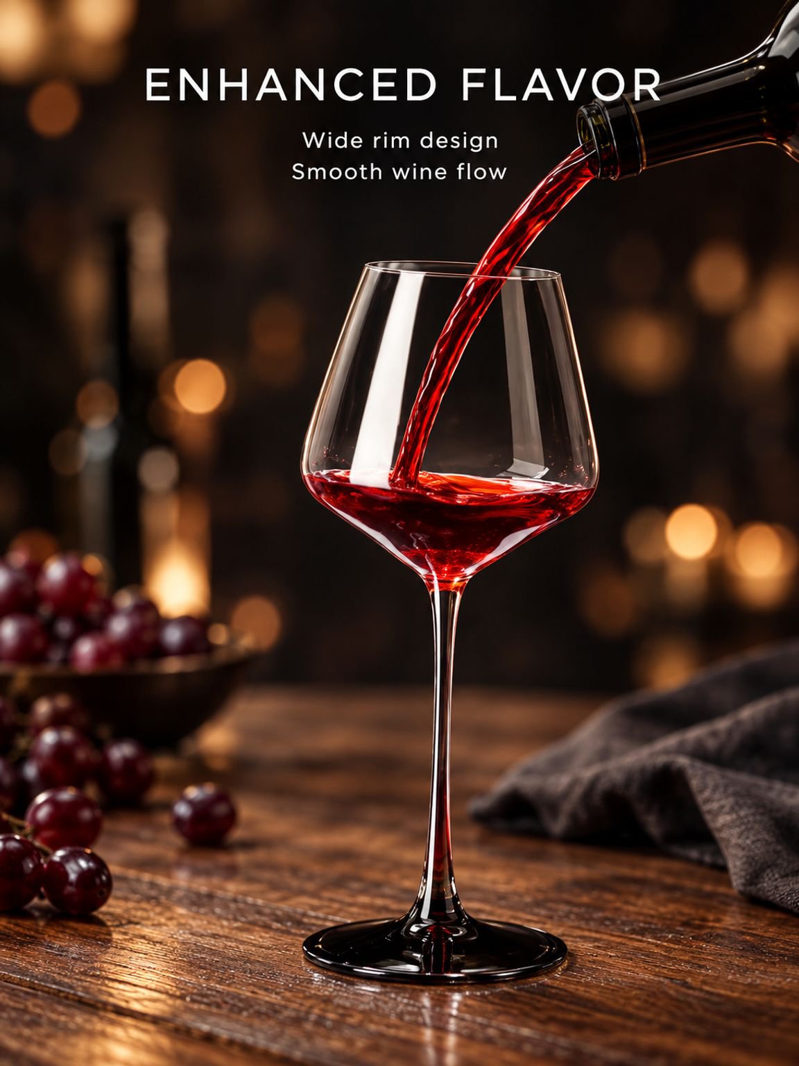 Elegant red wine goblet with a wide bowl