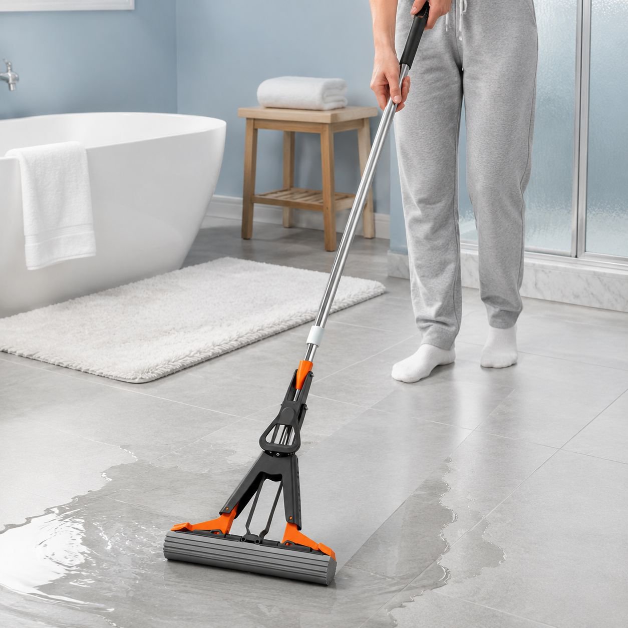 Folding Mop, One-Stop Cleaning Mop, Hands-Free Mop, Foldable Wringer Mop, Household Lazy Mop with Ab