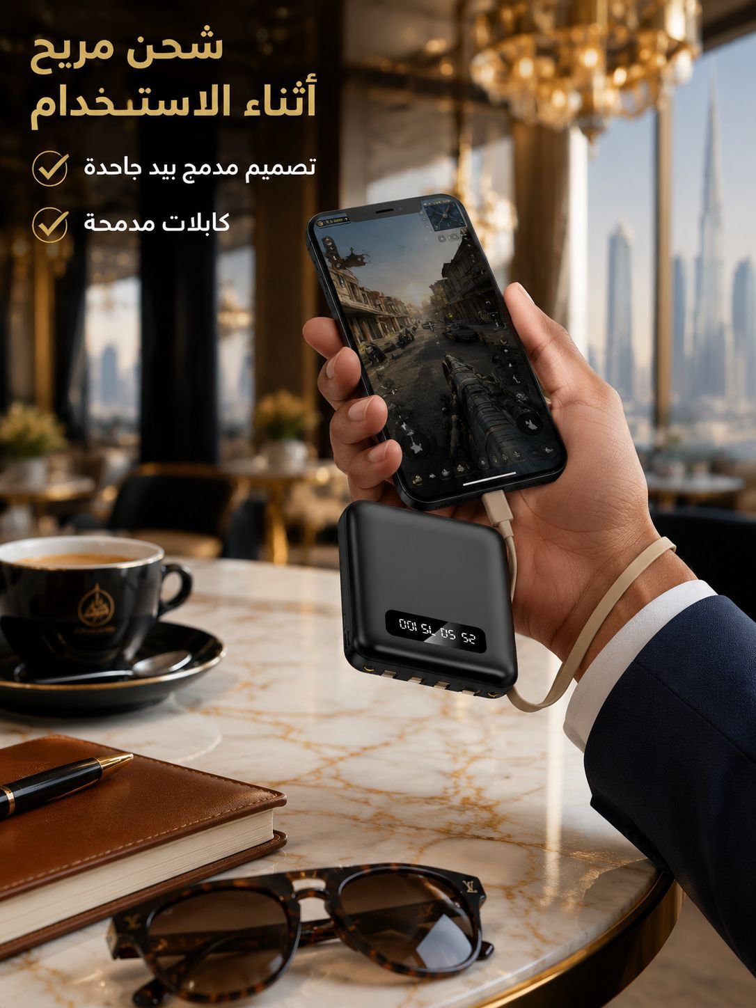 بنك الطاقة المحمول المزود بالكابلات بالطراز الجديد