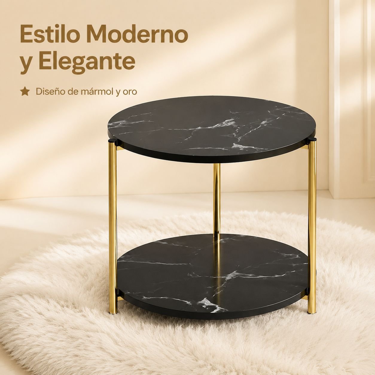 Mesa de centro redonda y móvil