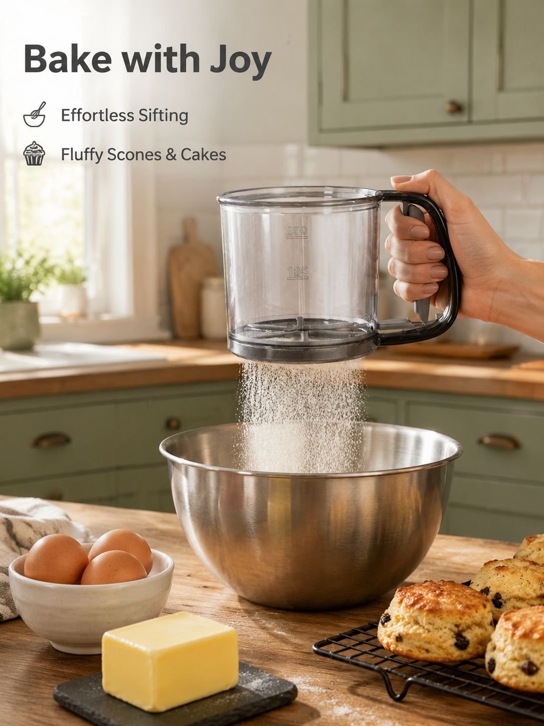 Semi-automatic Handheld Flour Sieve