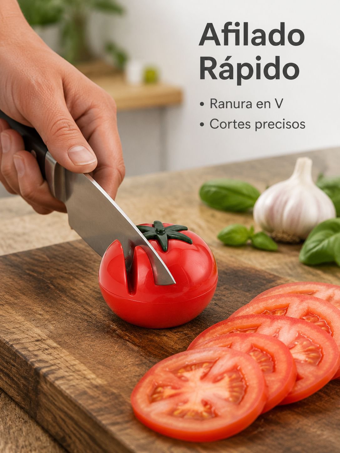 Afilador de cuchillos con forma de tomate, creativo y adorable