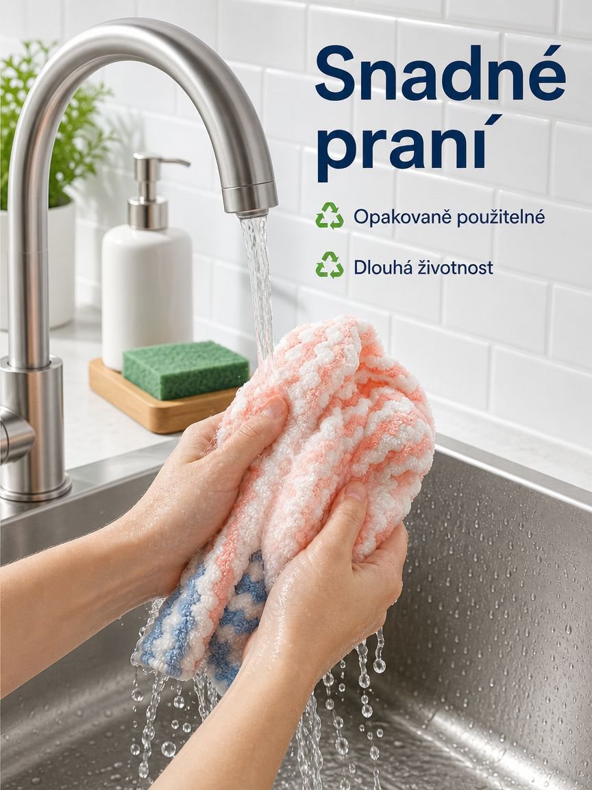 Zahuštěný kationtový korálový fleecový čisticí hadřík s vodními vlnkami