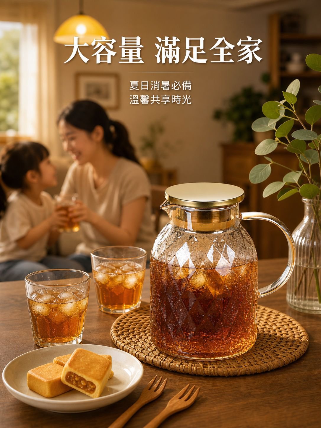 家用耐熱高硼硅玻璃涼白開水壺