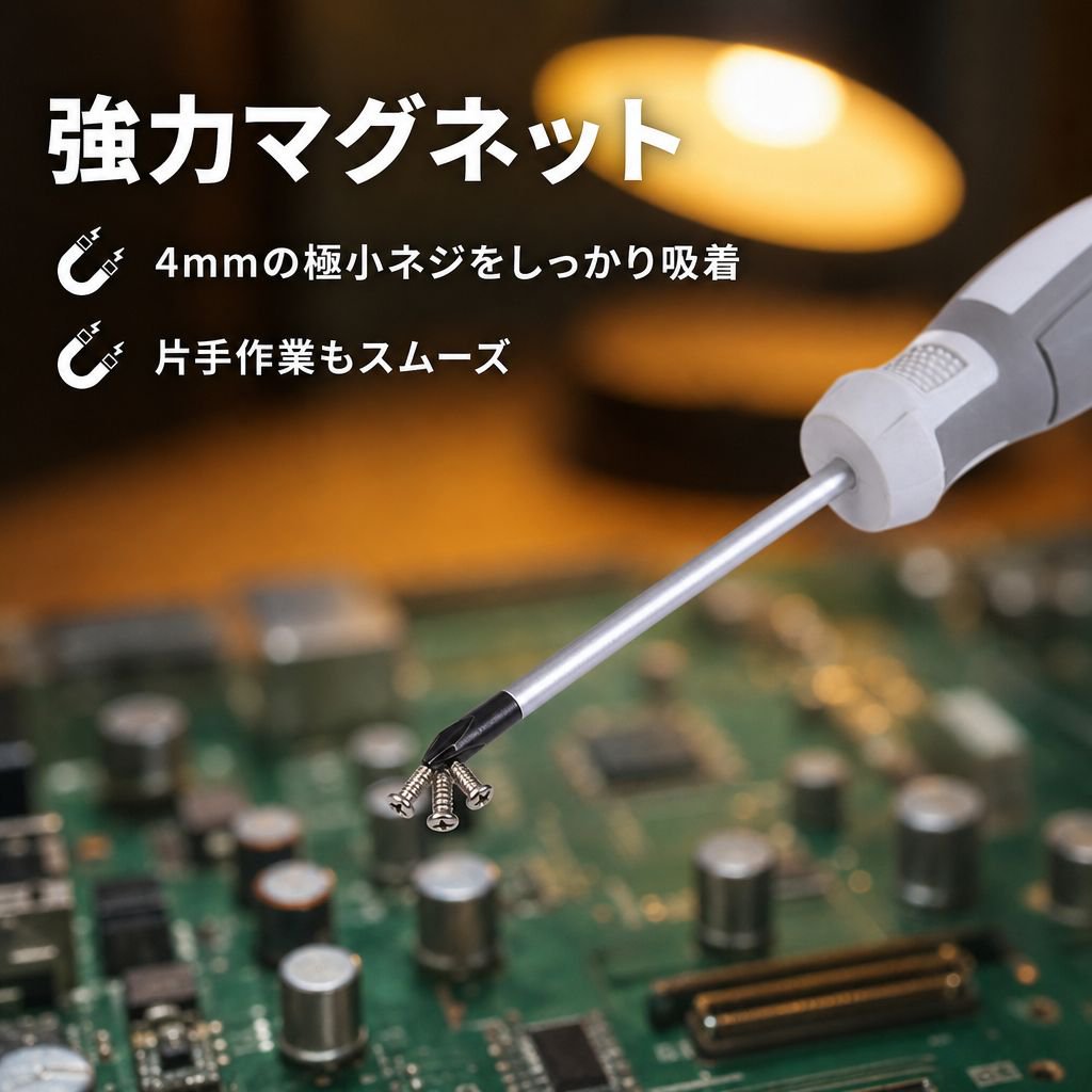 強力マグネット付きドライバーセット プラスマイナス 家庭用パソコン修理工具