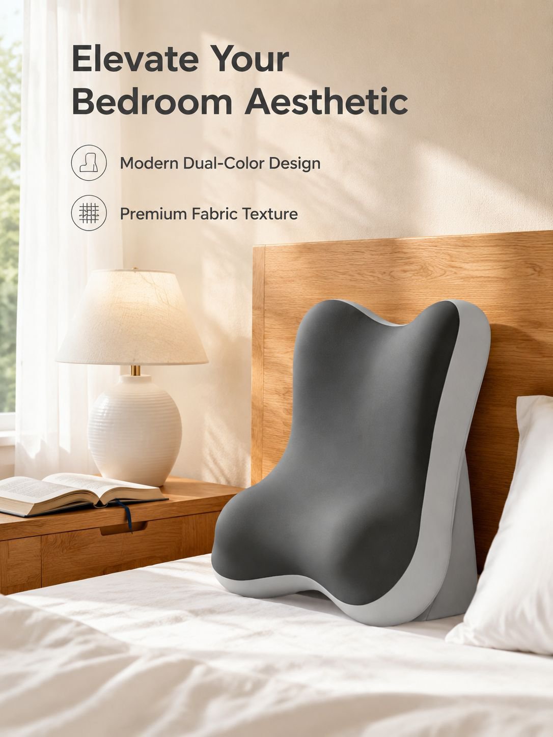 Ergonomic design of the Adjustable Slope Neck & Waist Support Bedside Cushion
