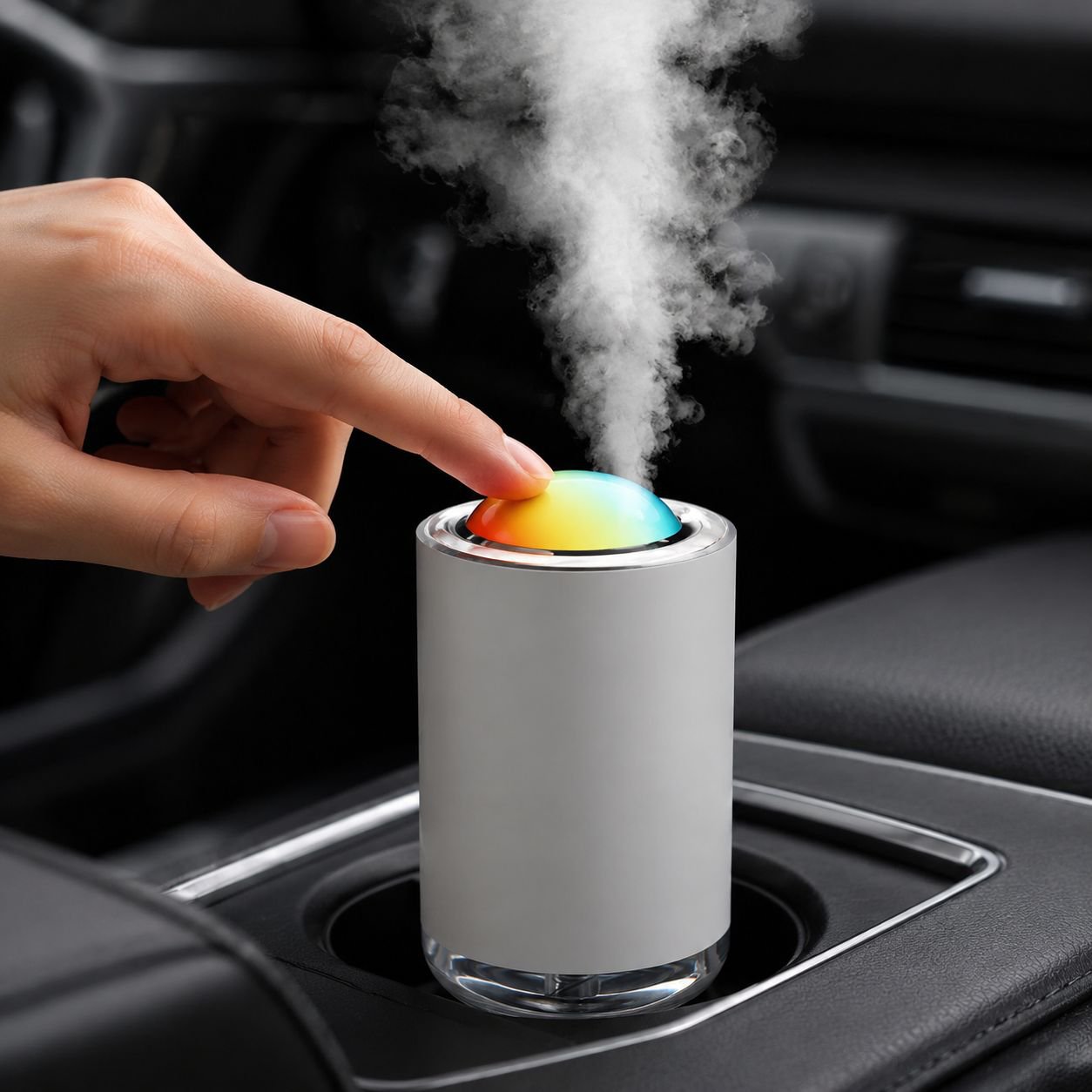 Smart spray car perfume device installed on dashboard