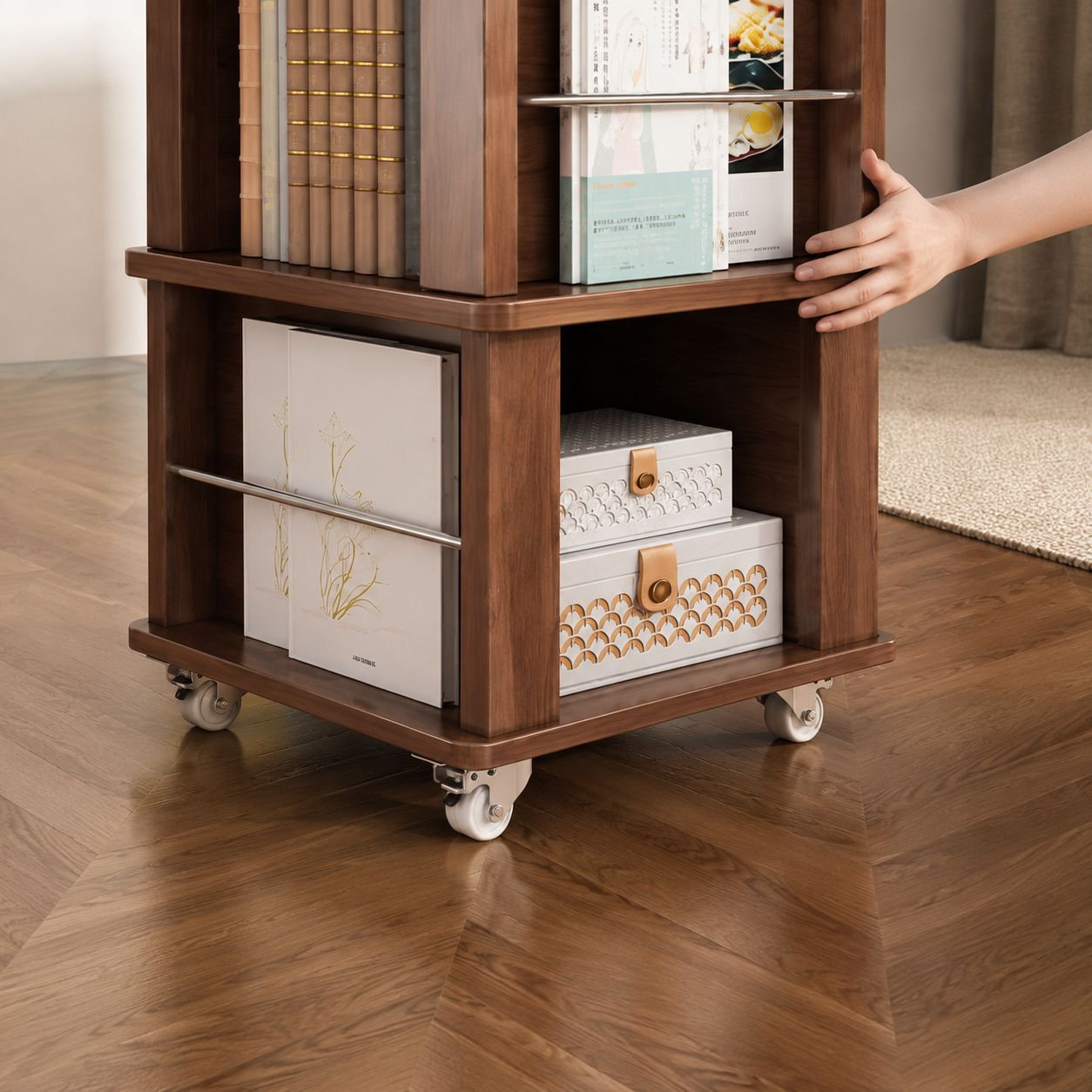 Second-hand Rotatable Magazine Stand Movable Children's Bookshelf for Living Room