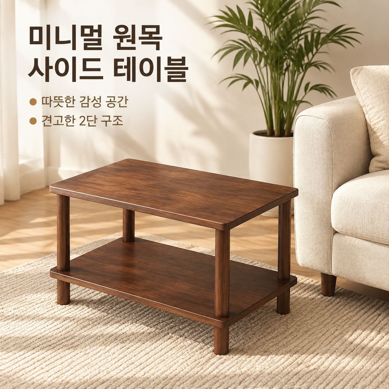 2단 소형 사각 테이블