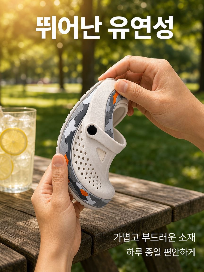 남성 빅사이즈 캠플라주 해변 슬리퍼 트렌디한 여름 쿨한 실내외 슈즈