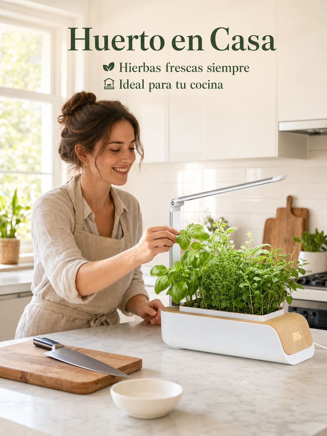 Maceta inteligente con luz LED para cultivo interior