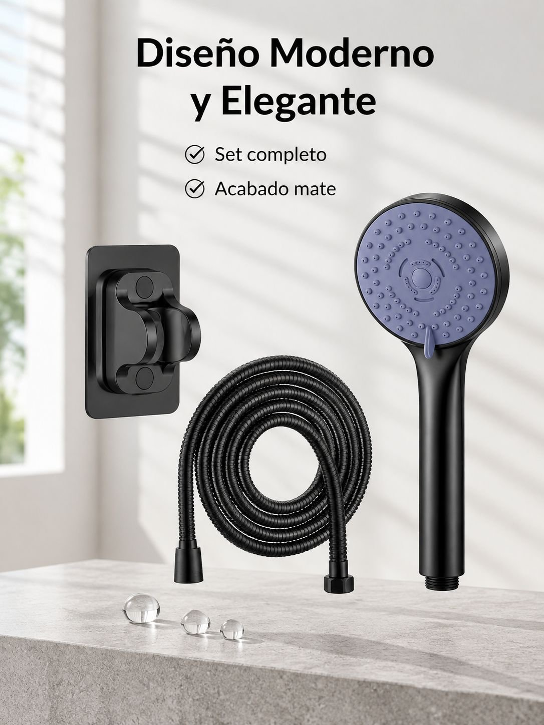 Cabezal de ducha de alta presión con manguera, juego para baño en casa y dormitorio