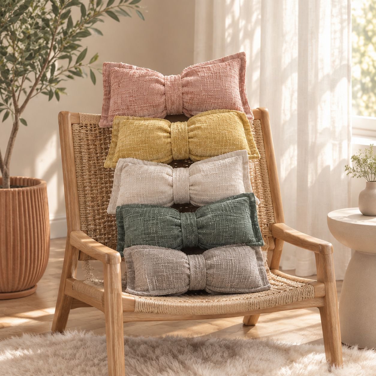 JMY-Chenille Bow Pillow