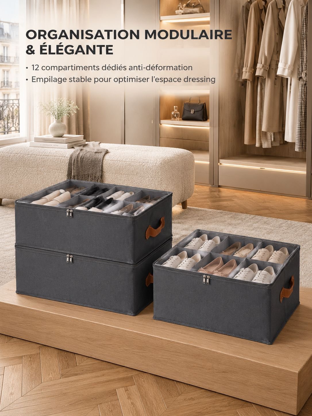 Boîte à chaussures protégeant de la poussière