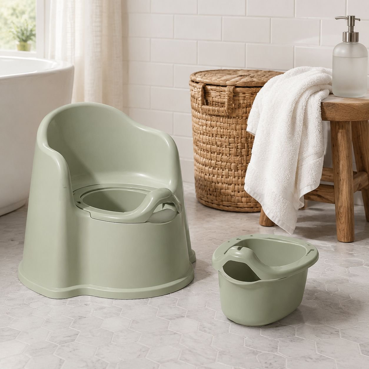 Removable potty bowl for quick cleaning