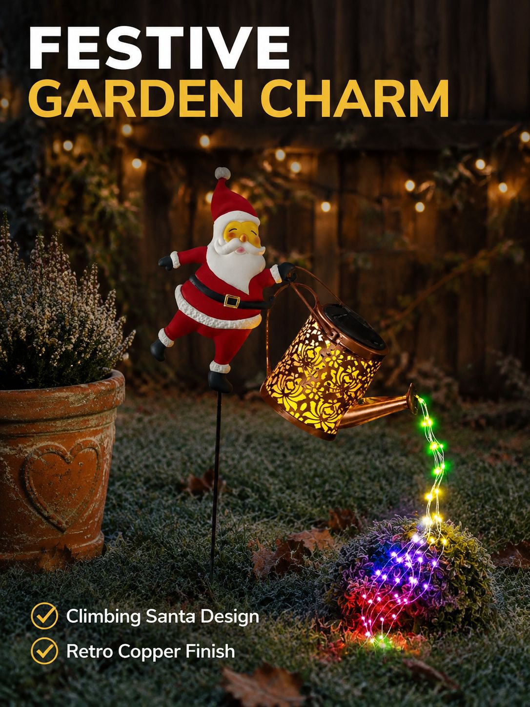 Solar Stake Light Santa Claus Garden Decoration Lamp