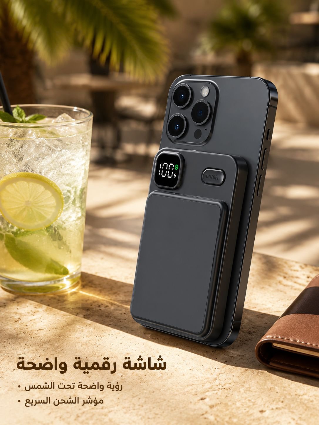 شاحن متنقل نحيف مضغوط مع جذب مغناطيسي من سبائك الألومنيوم