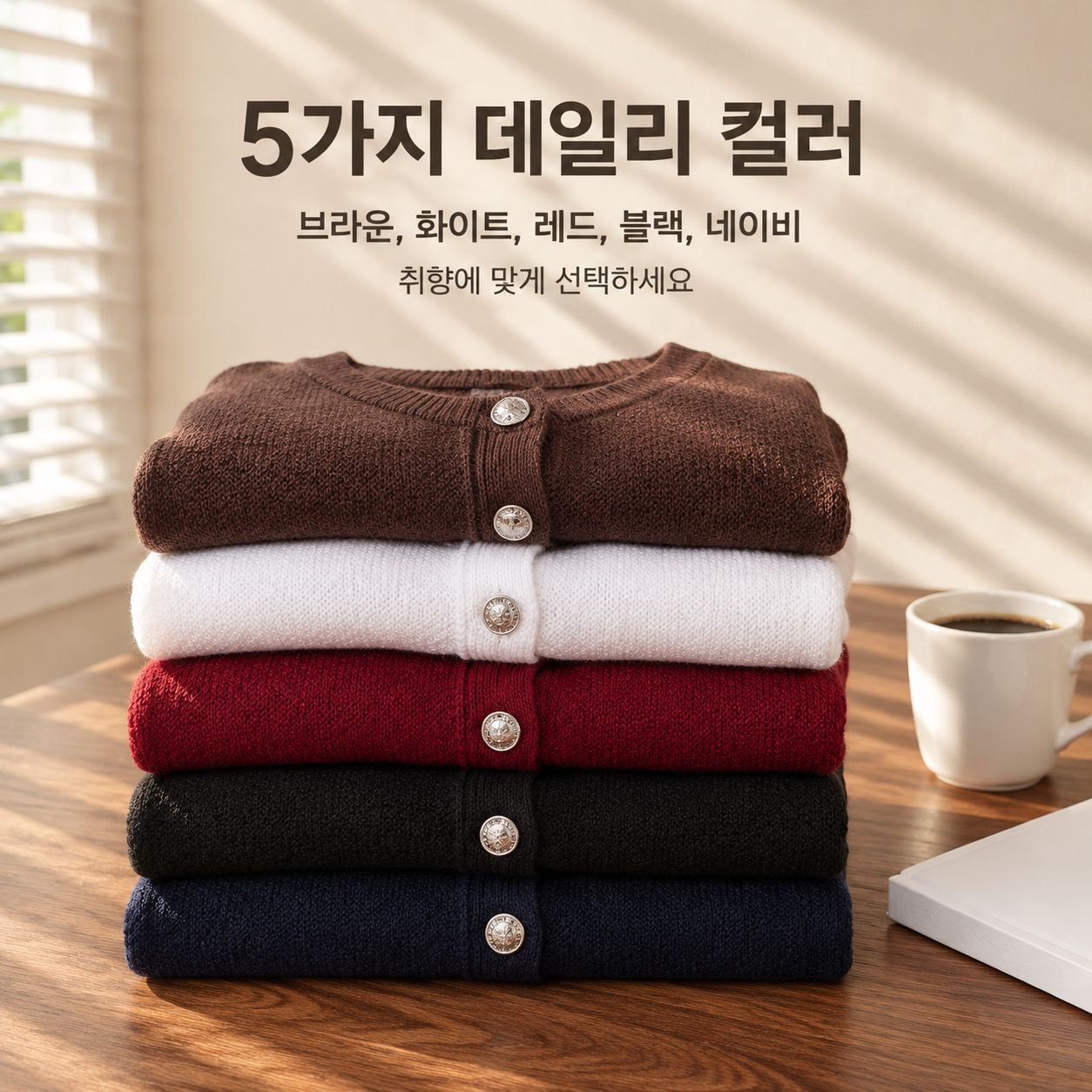 여성용 무지 루즈핏 니트 가디건