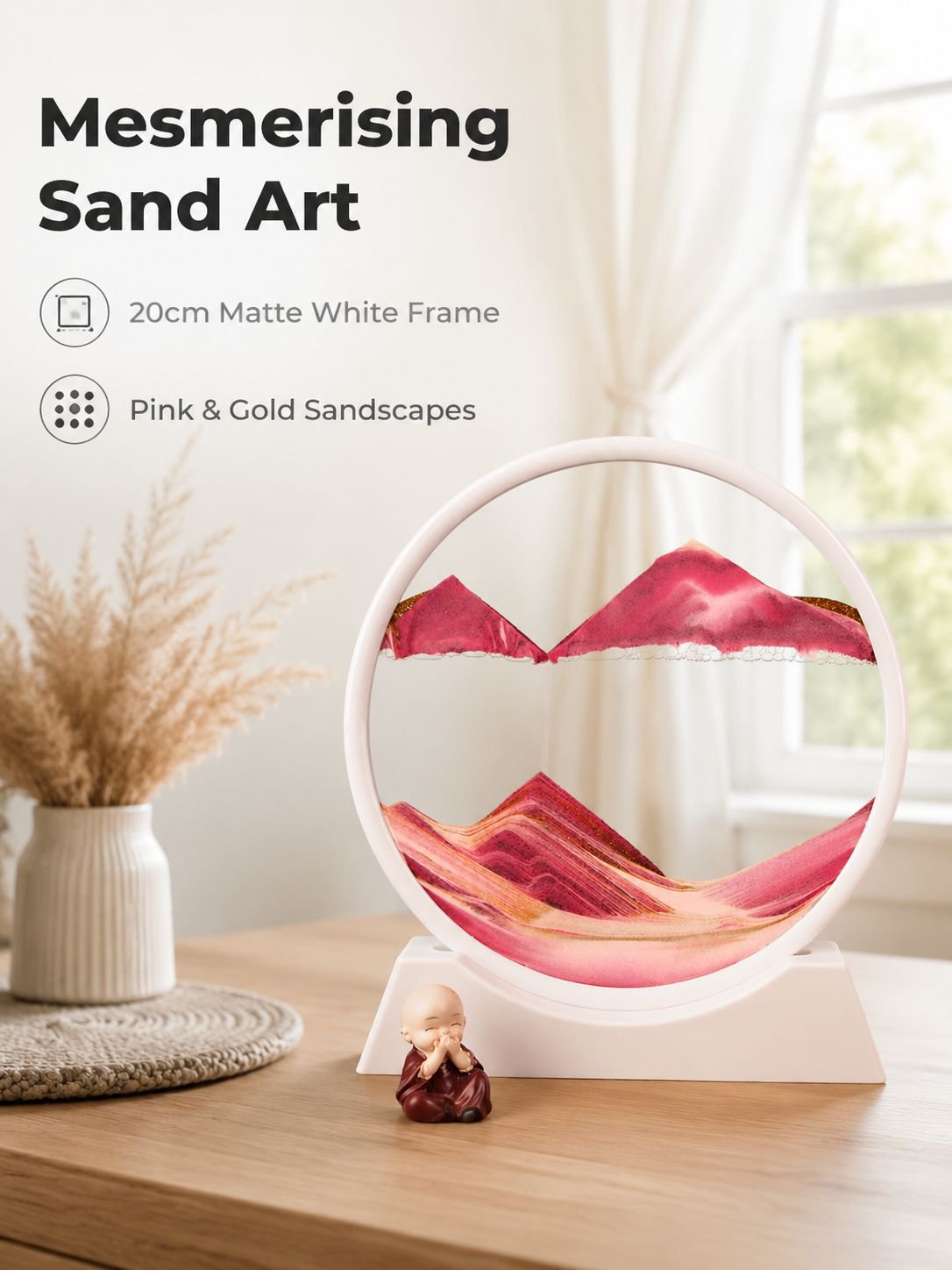 3D Flowing Sand Art Glass Hourglass Ornament Landscape Decoration for Living Room and Office