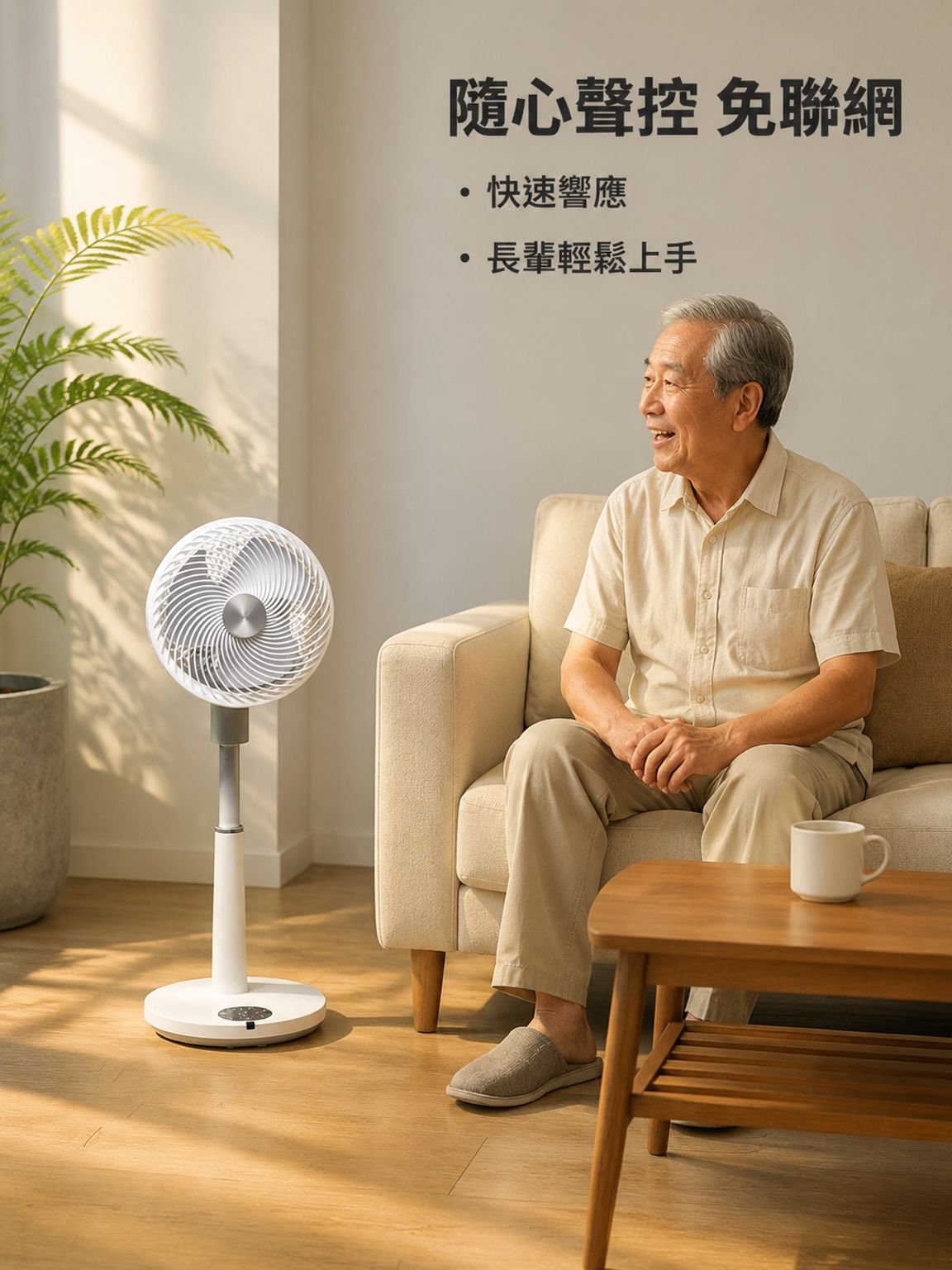 聲控站立式空氣循環電風扇