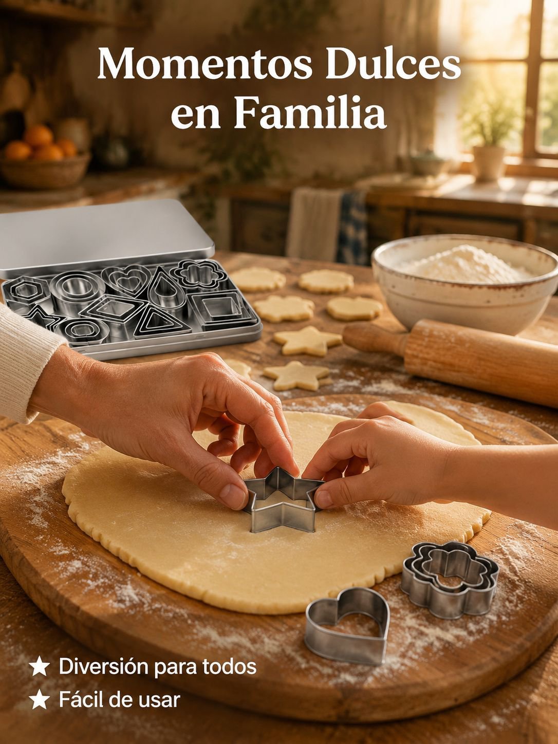 Cortadores de galletas de acero inoxidable, moldes para galletas caseras y pasteles