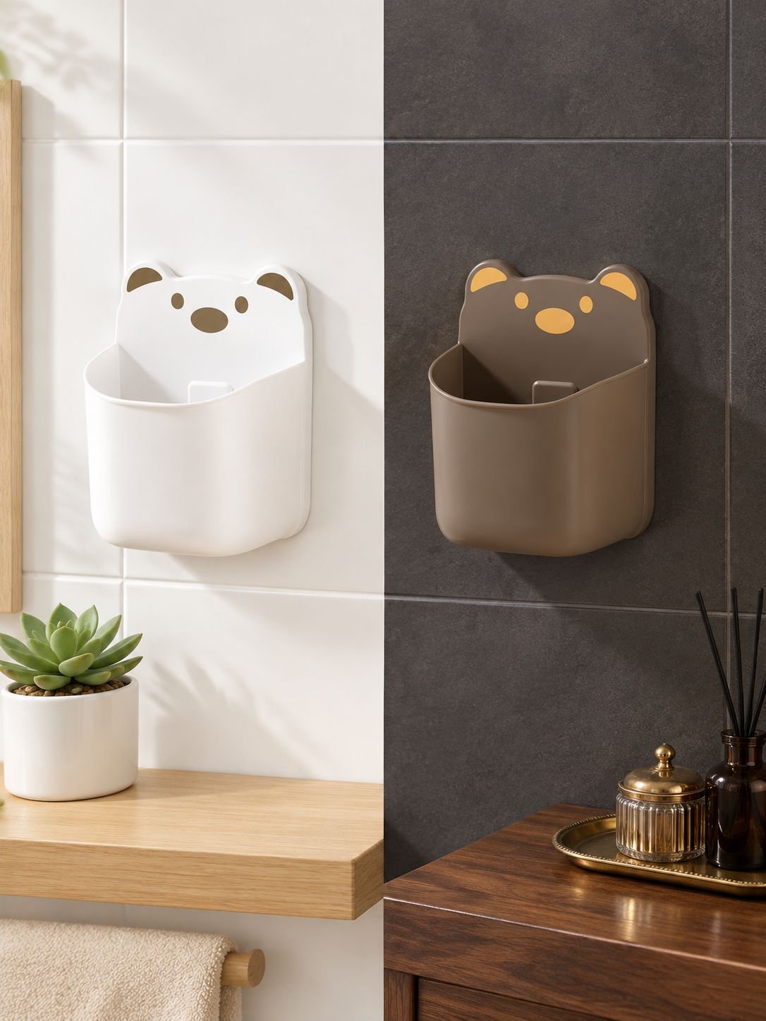 Organizador decorativo de pared para habitación de bebés con forma de oso