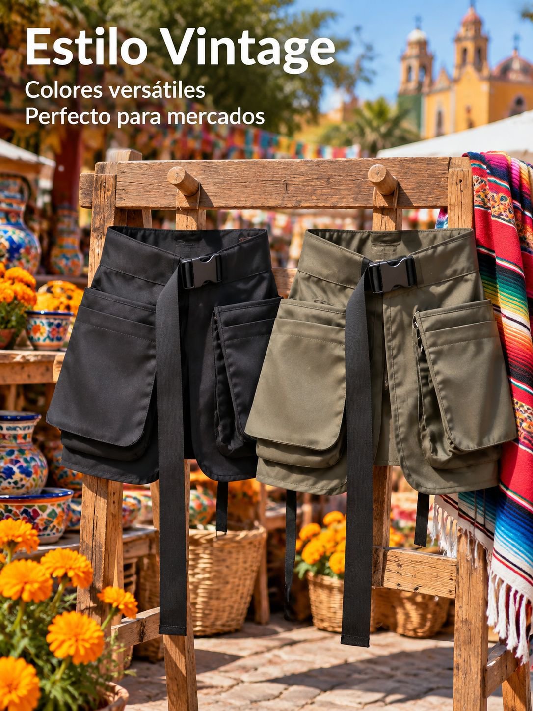 Detalle de los compartimentos de la bolsa de herramientas para cinturón