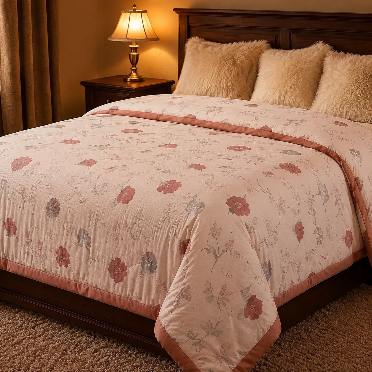 Close-up of breathable gauze fabric comforter texture