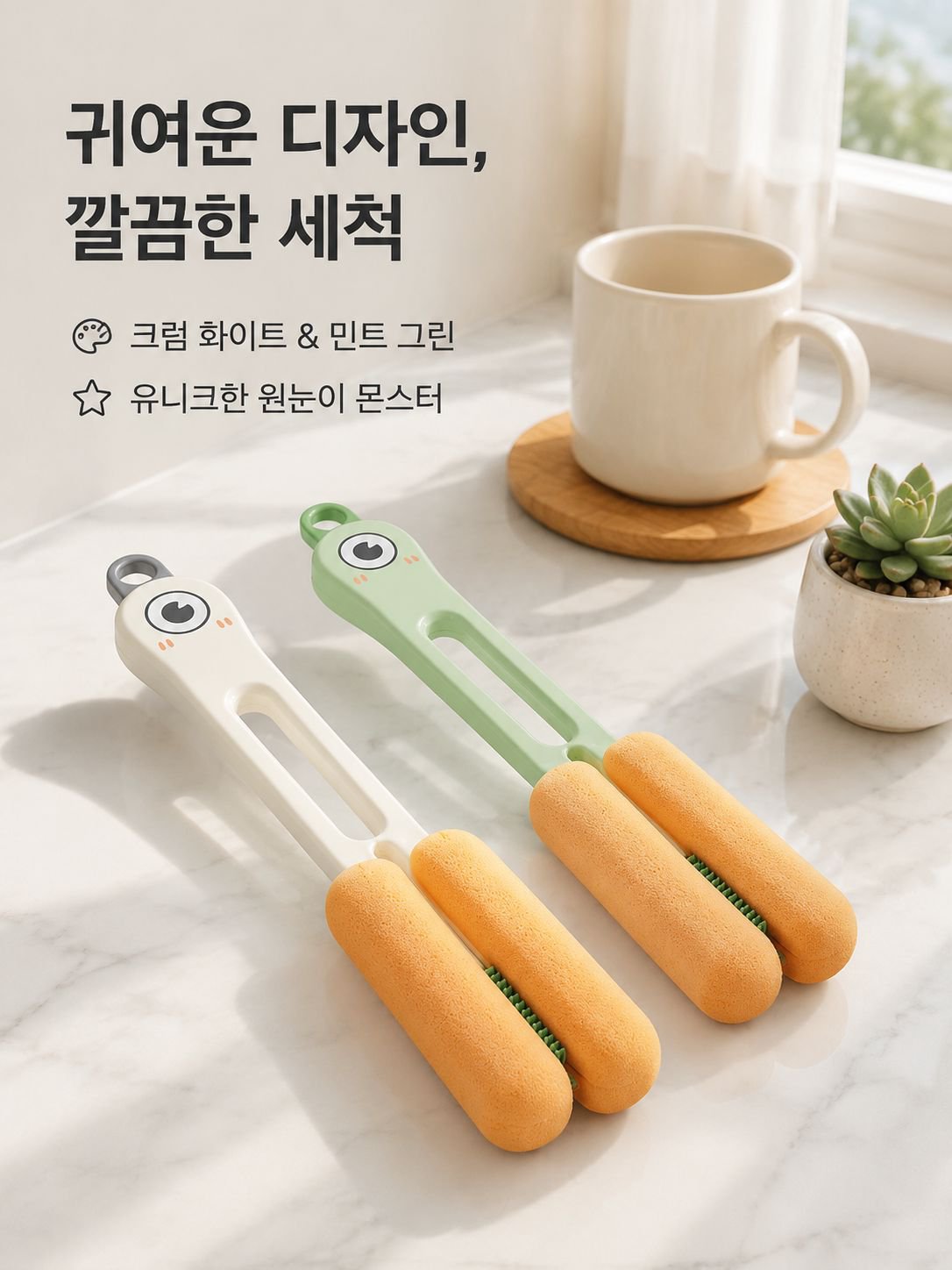 다기능 양면 긴 손잡이 컵 브러쉬