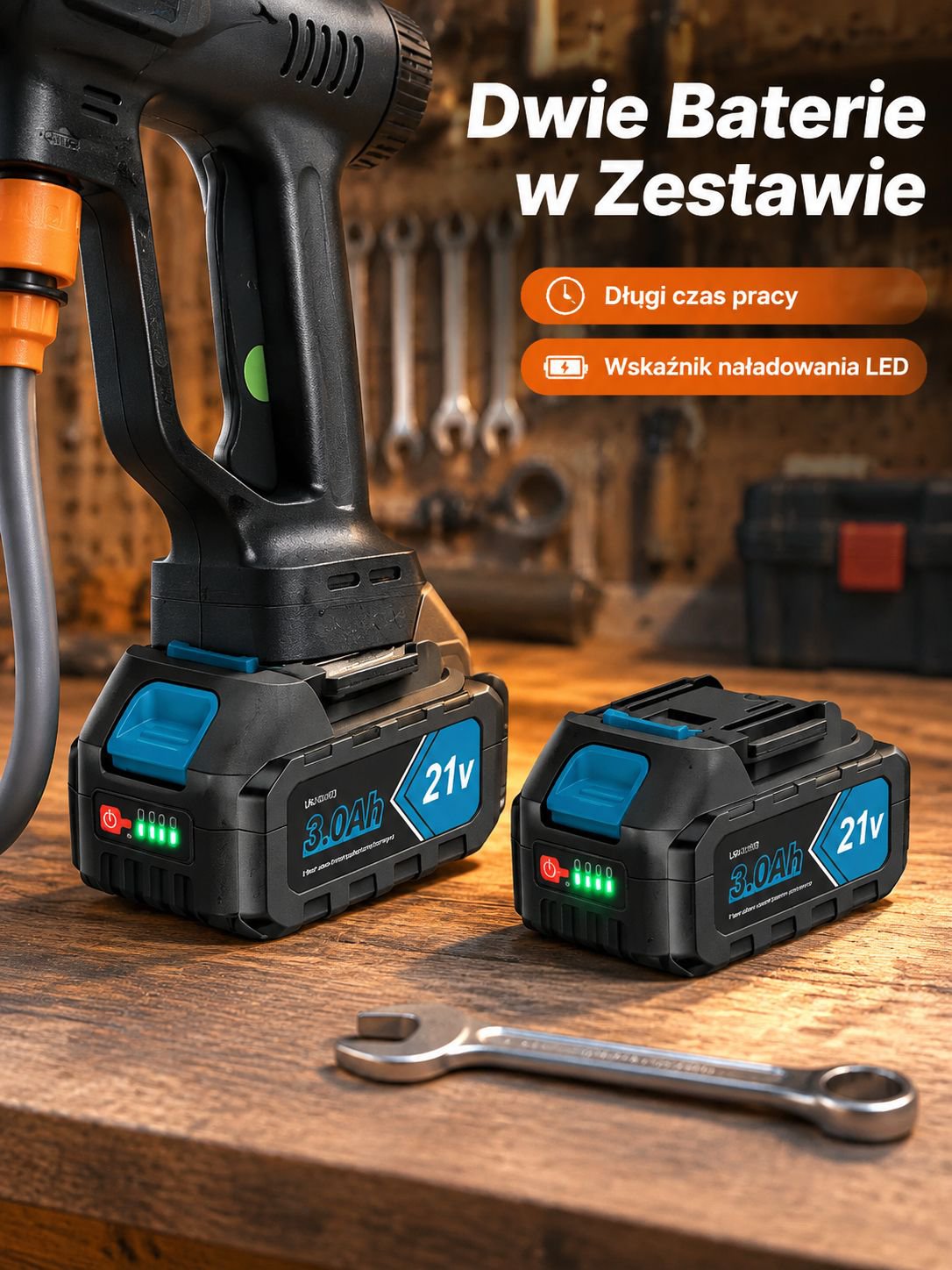 Zestaw 10 bezszczotkowych pistoletów wysokociśnieniowych (2 baterie + 1 ładowarka + rękawice)