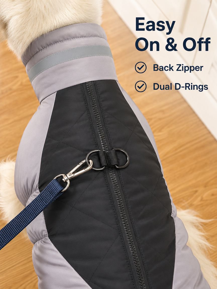 Reflective and warm dog jacket