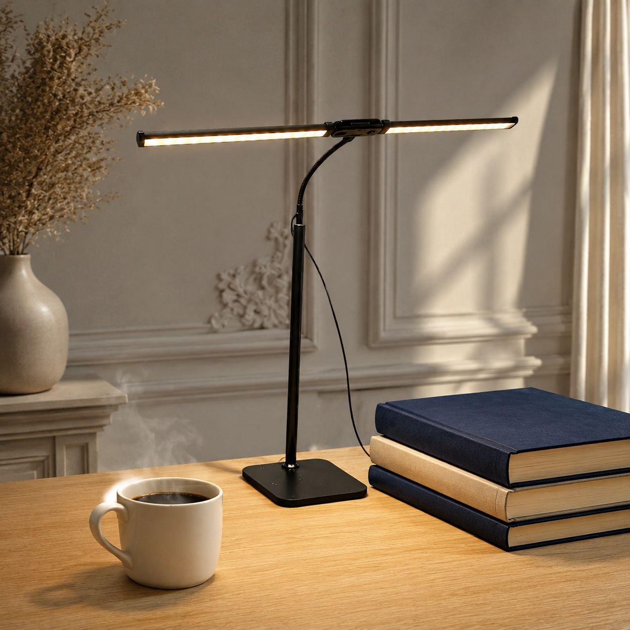Lampe de bureau à double tête avec éclairage réglable