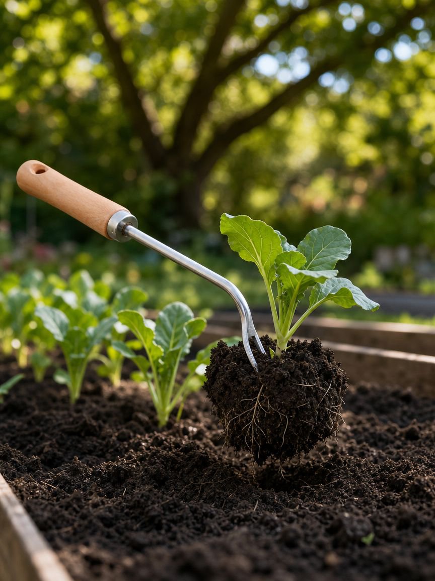 Comfortable wooden handle garden tools for weeding
