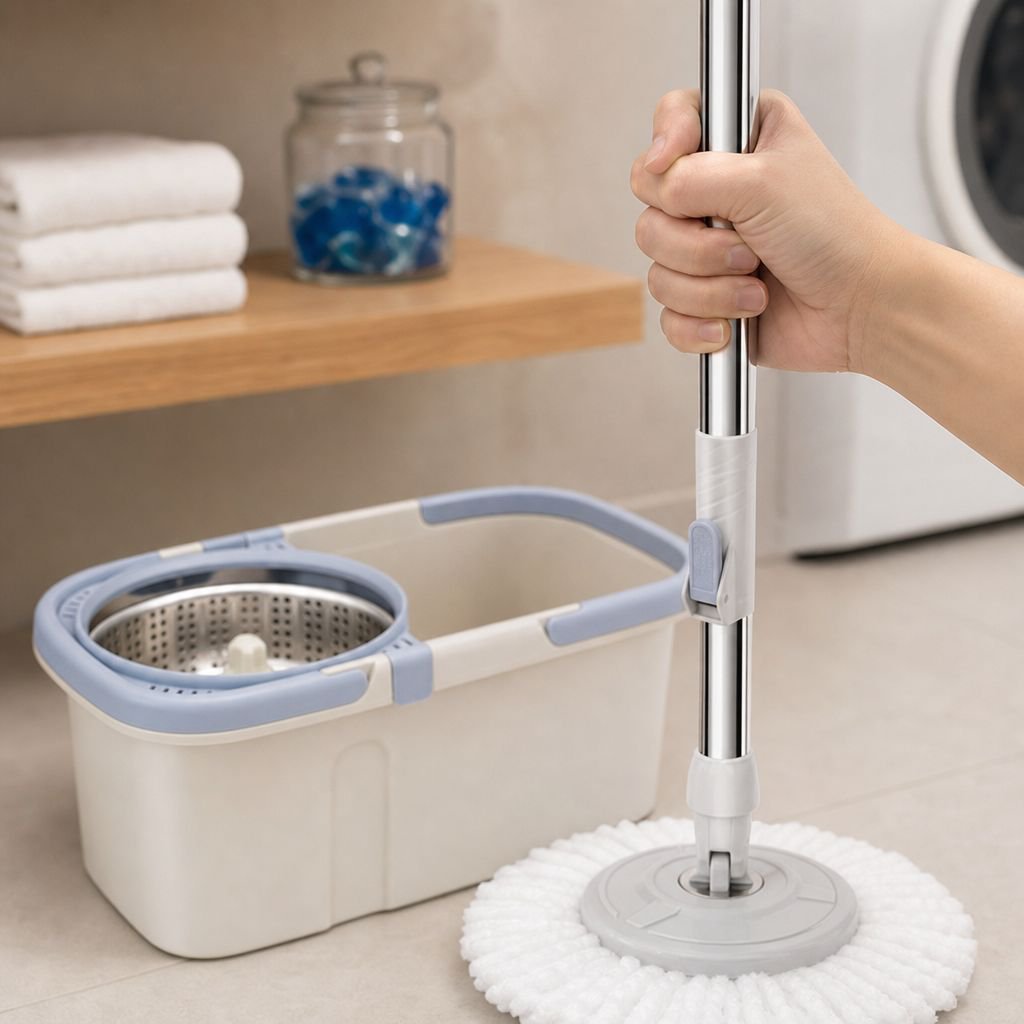 Easy wring mop bucket for hands-free cleaning