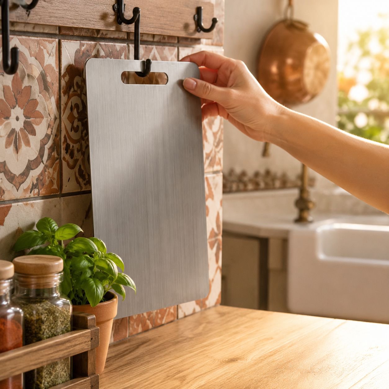Tabla de cortar de acero inoxidable 304 para cocina, tabla para amasar y cortar masa