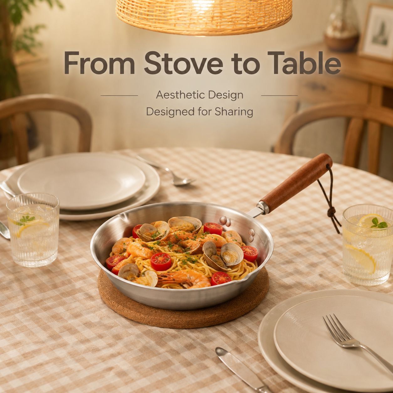 Stainless steel frying pan for frying eggs
