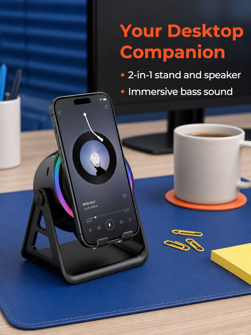 Bluetooth speaker stand with anti-slip base for secure placement