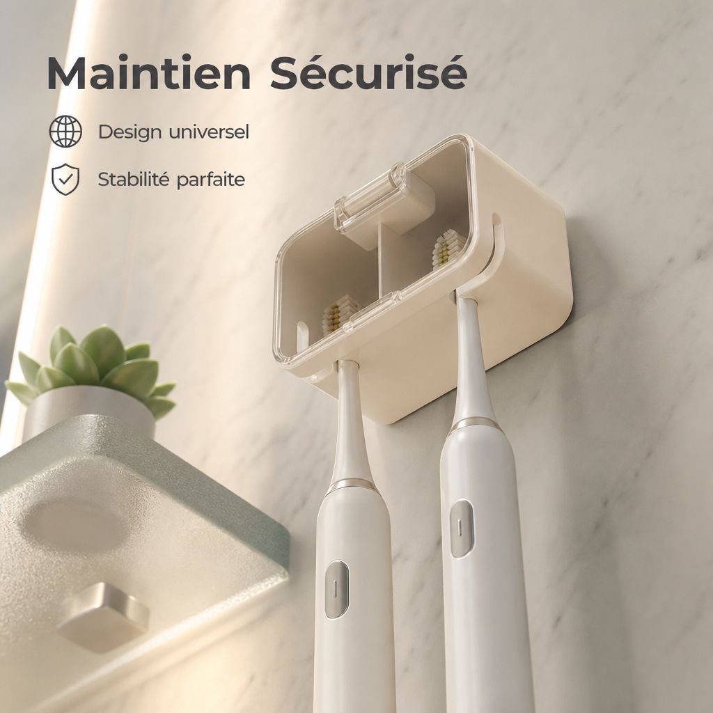 Porte-brosse à dents mural avec couvercle anti-poussière