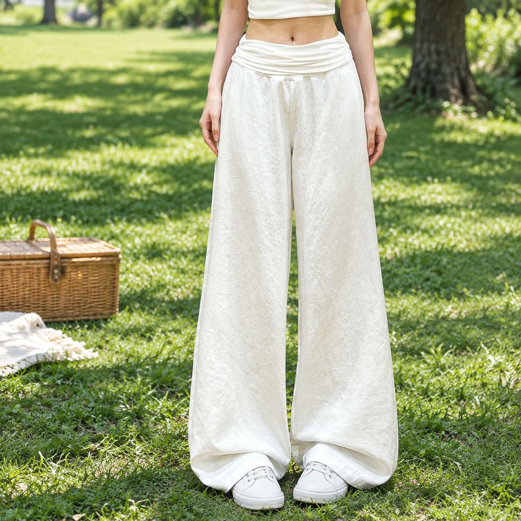 Women's Fashionable Wide Leg Ice Silk Pants