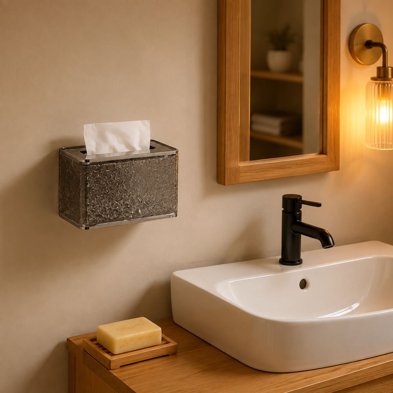 Waterproof wall mounted tissue dispenser