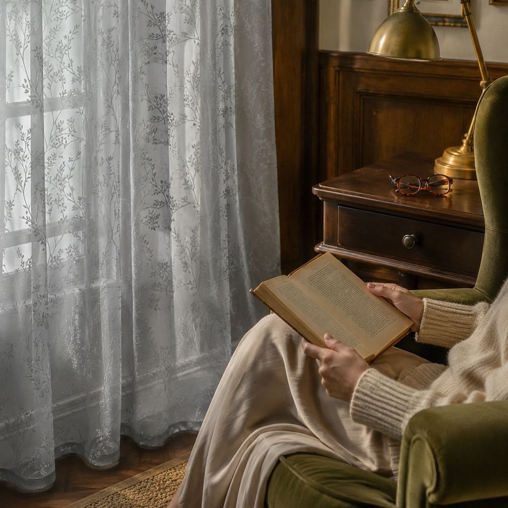 Warm and Elegant Curtains blackout cloth Tree branch Modern curtain fabric window screen Transparent