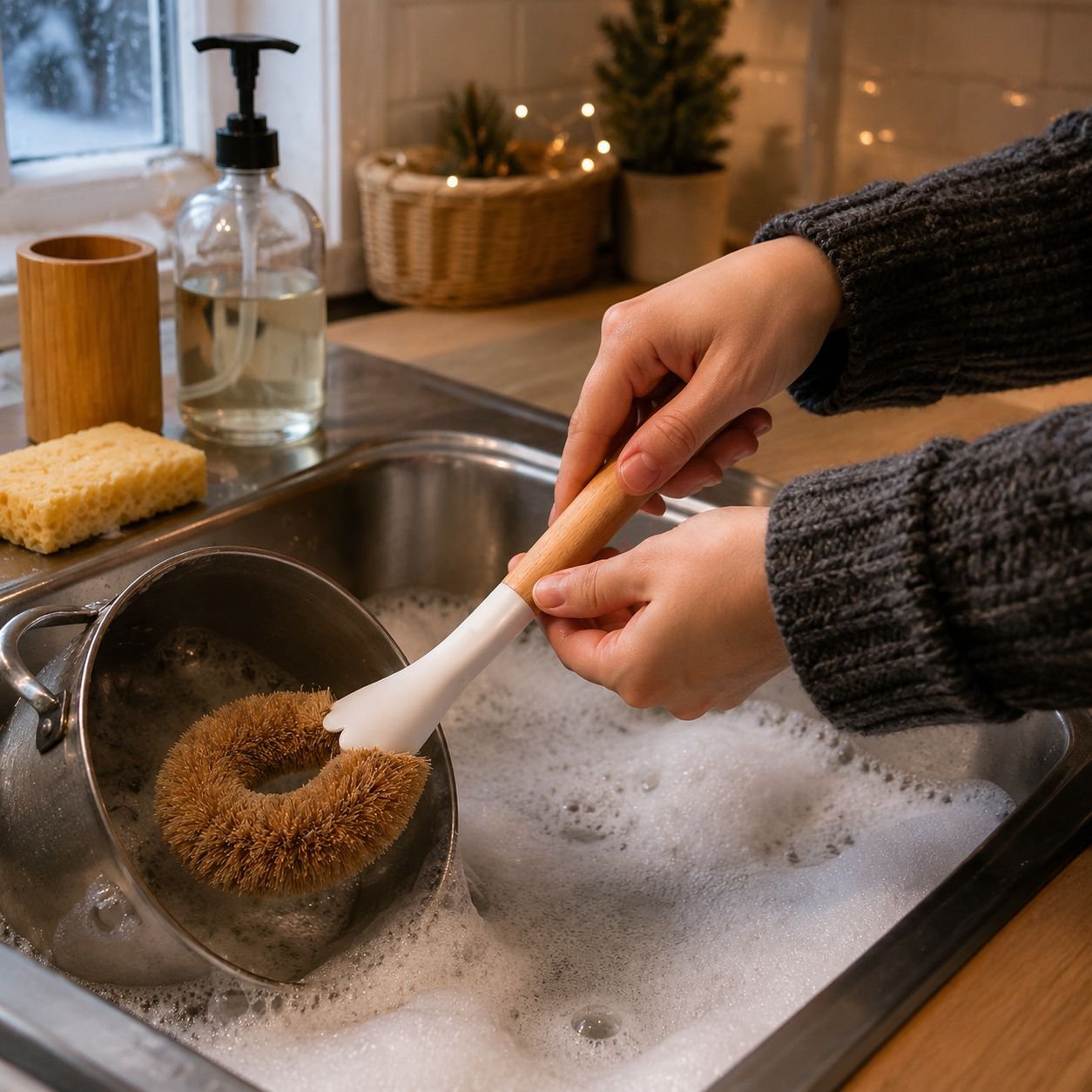 Heavy-Duty Coconut Shell Cleaning Brush